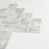 InHome Herringbone Carrara 10 in. x 10 in. Peel and Stick Resin Backsplash Tiles (4-Pack)