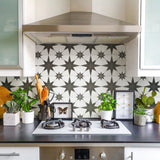 Merola Tile Stella Nero Encaustic 9-3/4 in. x 9-3/4 in. Porcelain Floor and Wall Tile (11.11 sq. ft. / case)