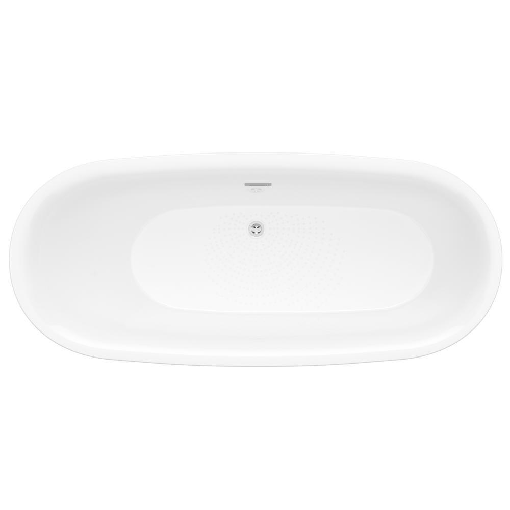 Ami 5.6 ft. Acrylic Flatbottom Freestanding Bathtub in Glossy White - Super Arbor