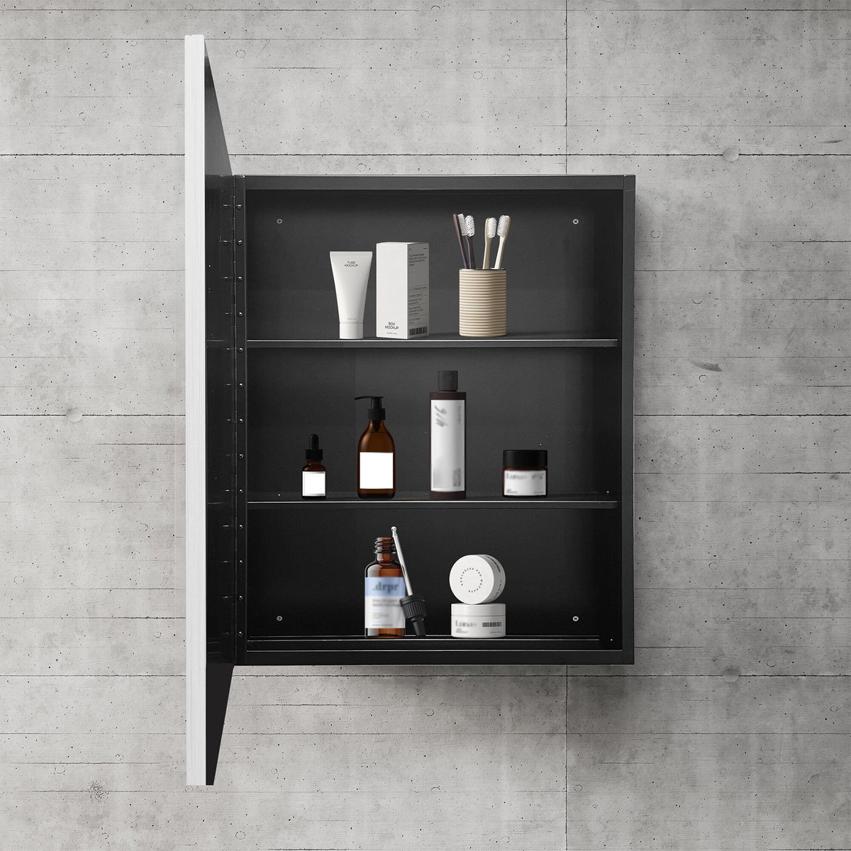 WELLFOR 24-in x 30-in Surface/Recessed Mount Silver Mirrored Medicine Cabinet