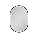 WELLFOR AO 21-in x 31-in Lighted LED Fog Free Surface Mount Black Mirrored Oval Soft Close Medicine Cabinet