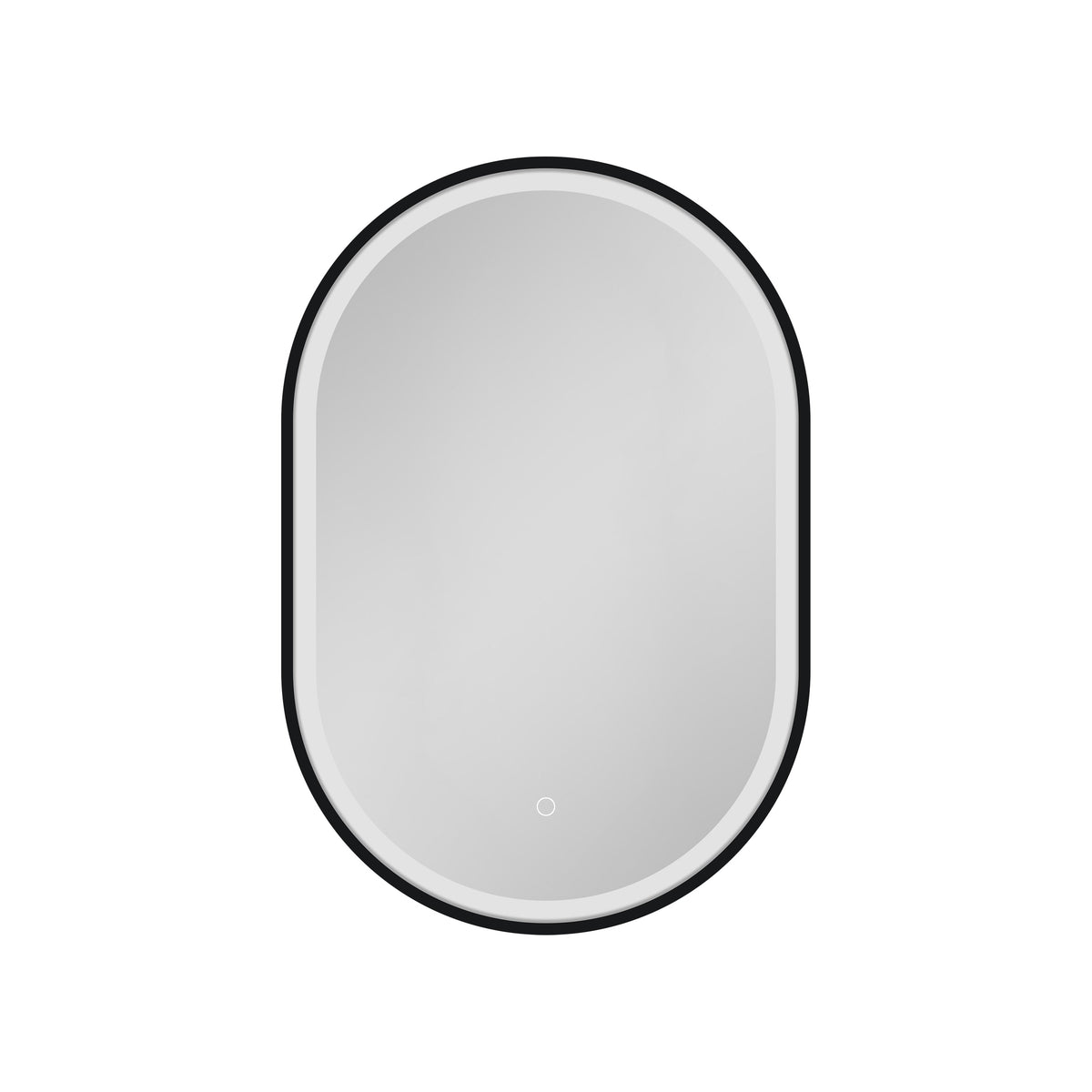 WELLFOR 21-in x 31-in Lighted LED Fog Free Surface Mount Black Mirrored Oval Medicine Cabinet