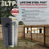 Lifetime Steel Post 7-ft H x 4-in W Black Steel Post and Rail Yard Line Fence Post