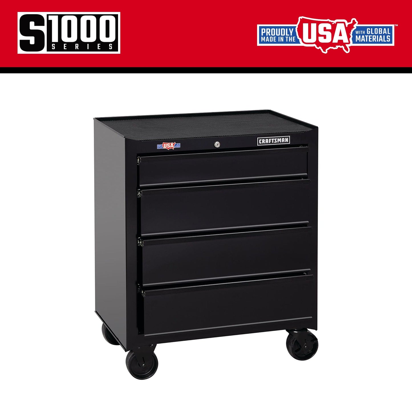 CRAFTSMAN 1000 Series 4-Drawer Steel Rolling Tool Cabinet, Black
