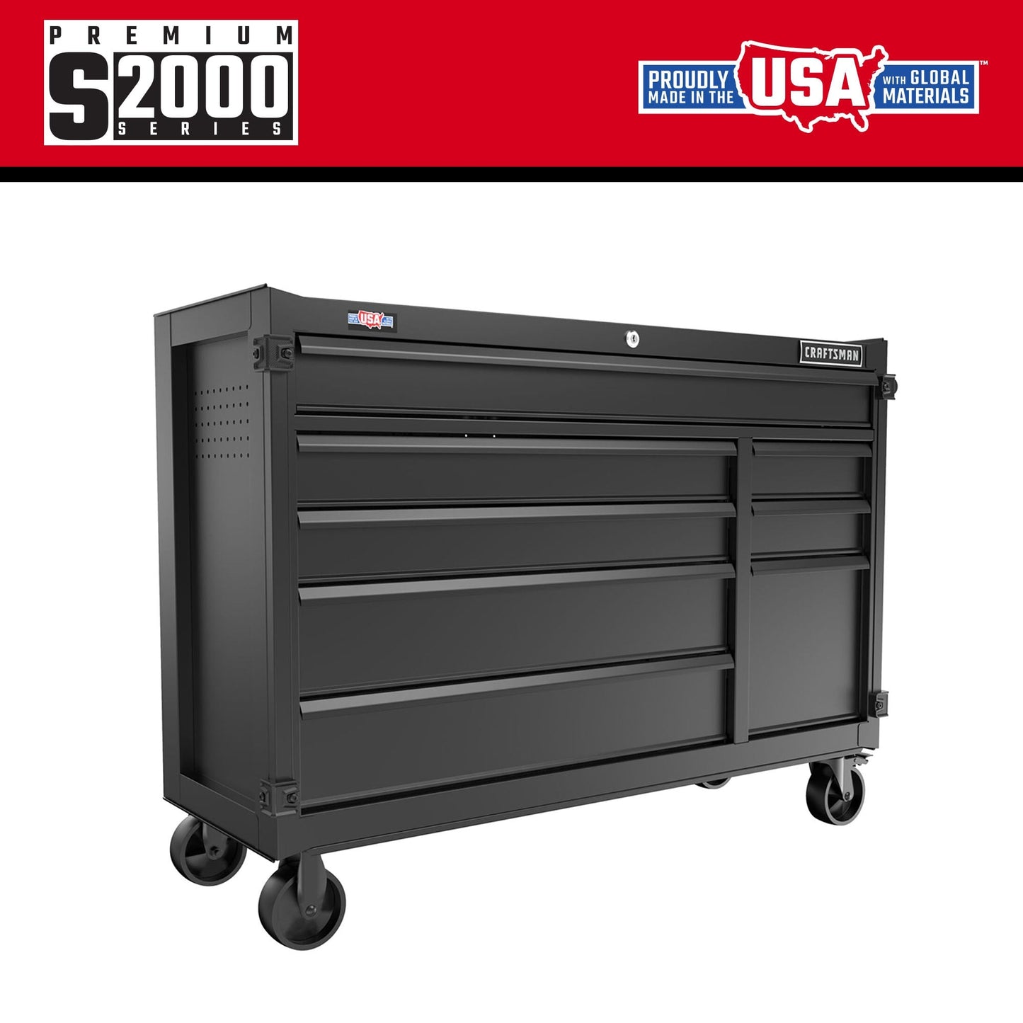 CRAFTSMAN Premium 2000 Series 8-Drawer Steel Rolling Tool Cabinet, Black