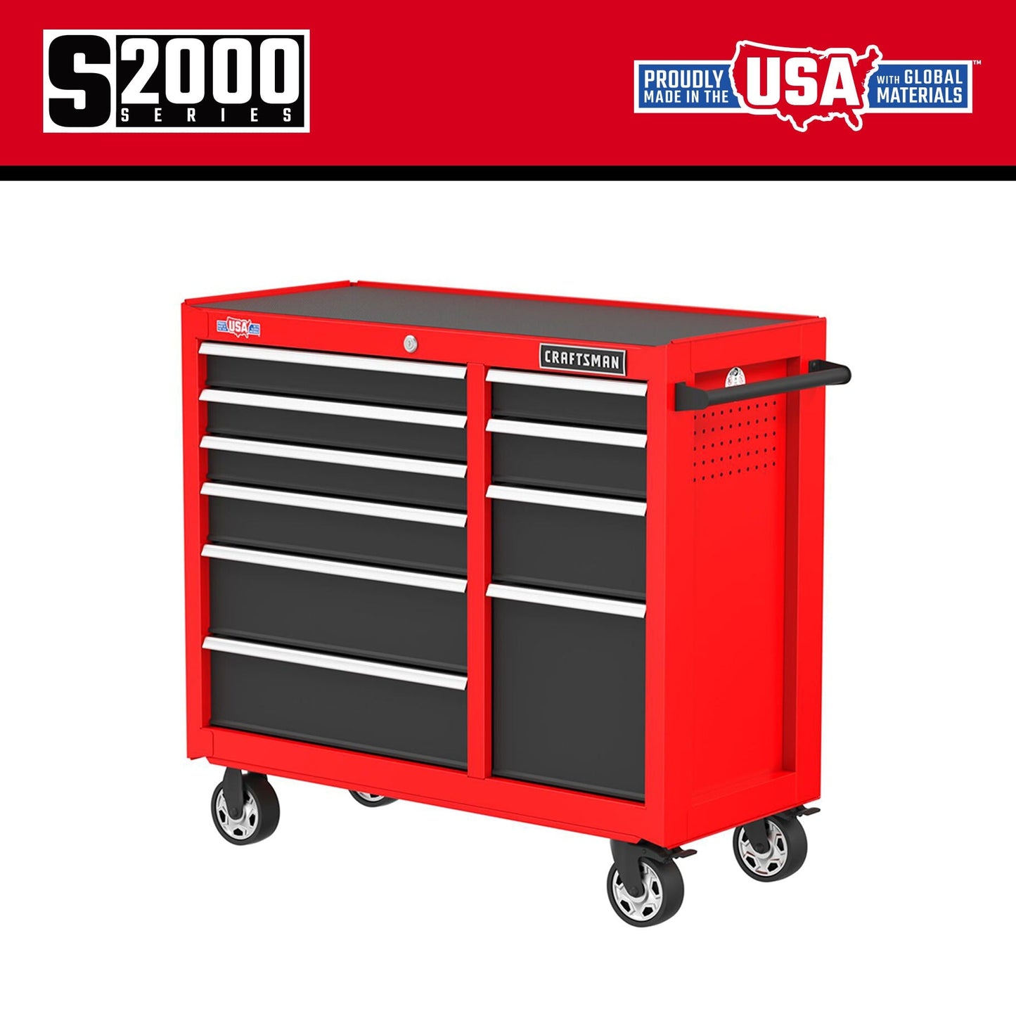 CRAFTSMAN 2000 Series 41-Inch 10-Drawer Steel Rolling Tool Cabinet - Red