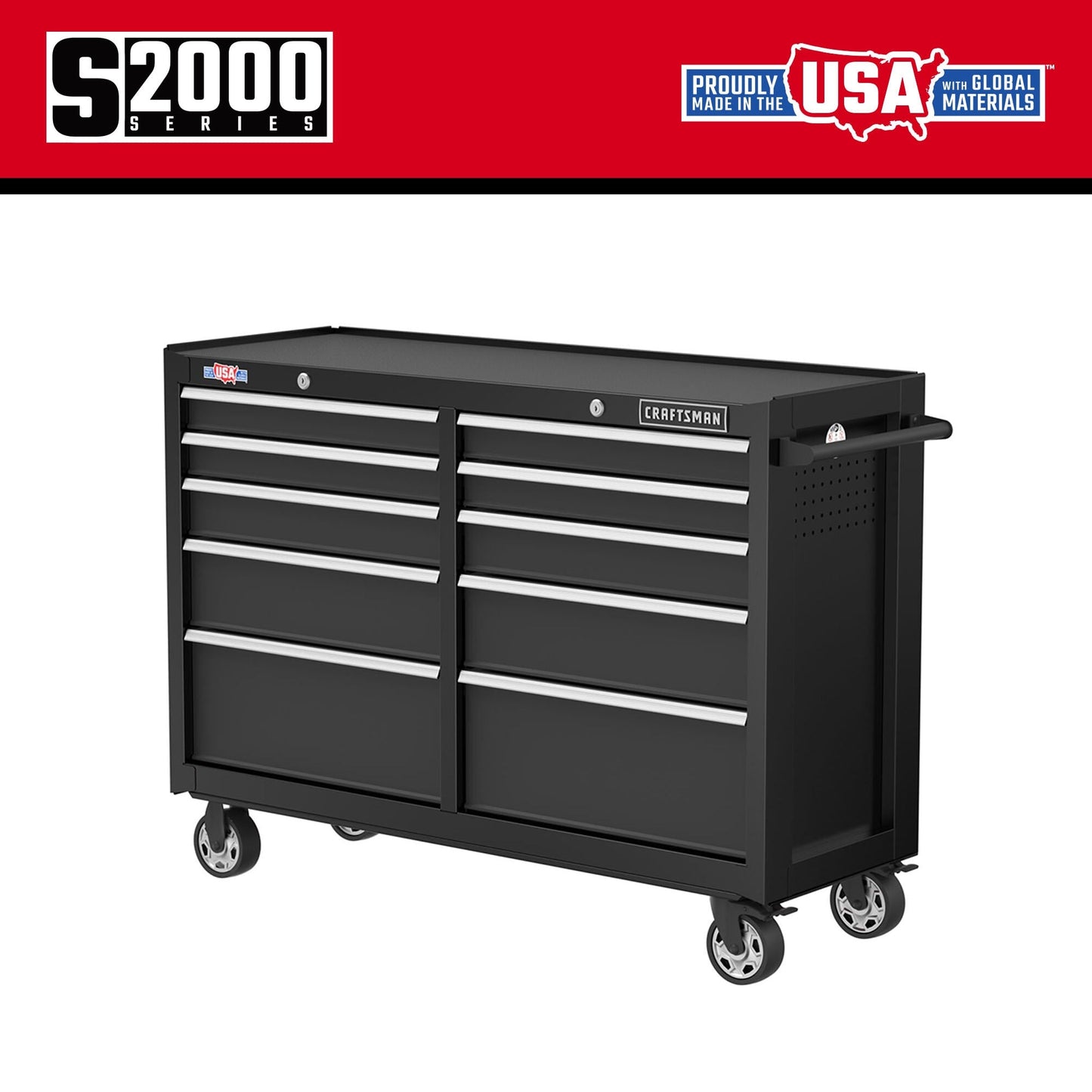 CRAFTSMAN 2000 Series 10-Drawer Steel Rolling Tool Cabinet, Black
