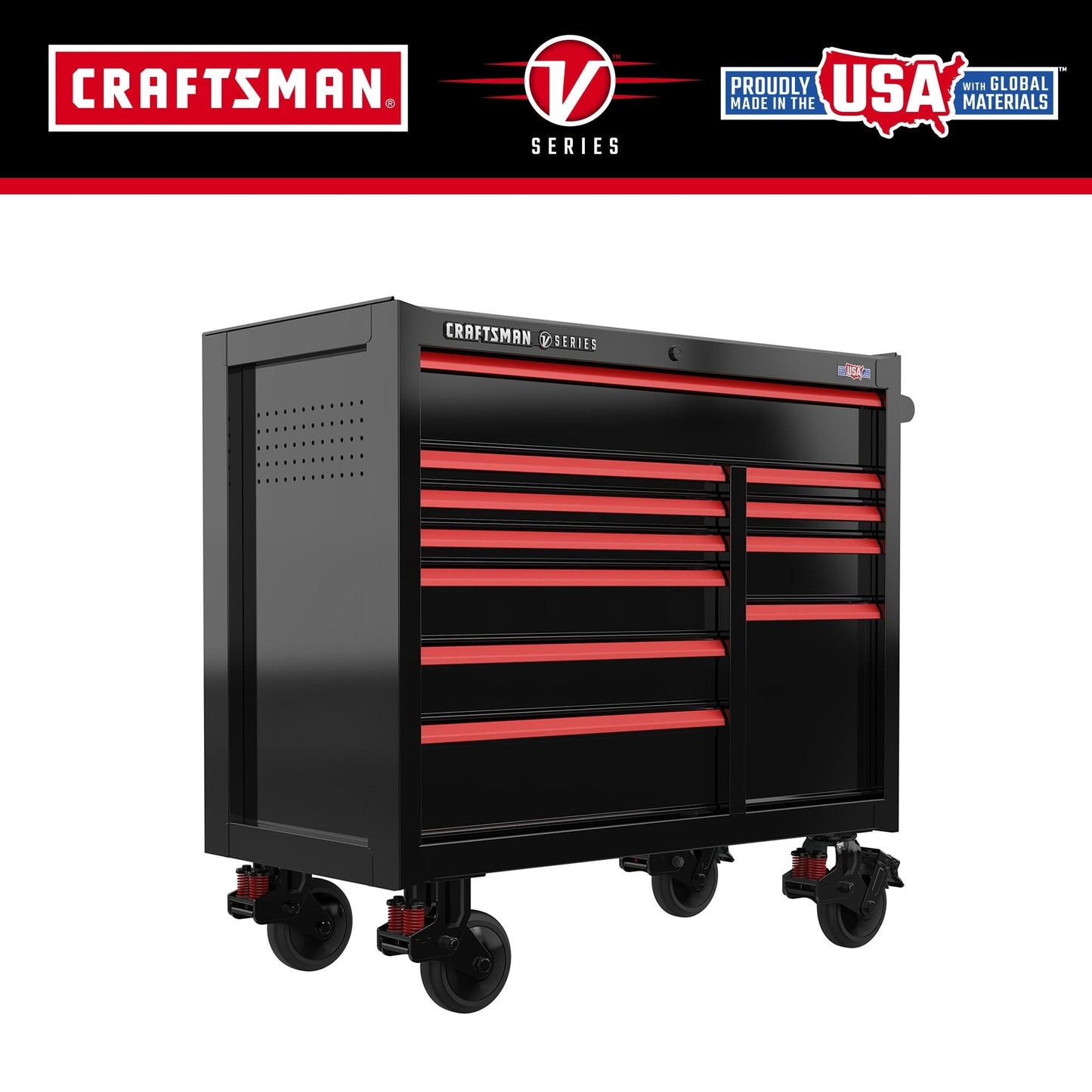 CRAFTSMAN V-Series 41-Inch Rolling Tool Cabinet with 11 Drawers - Black
