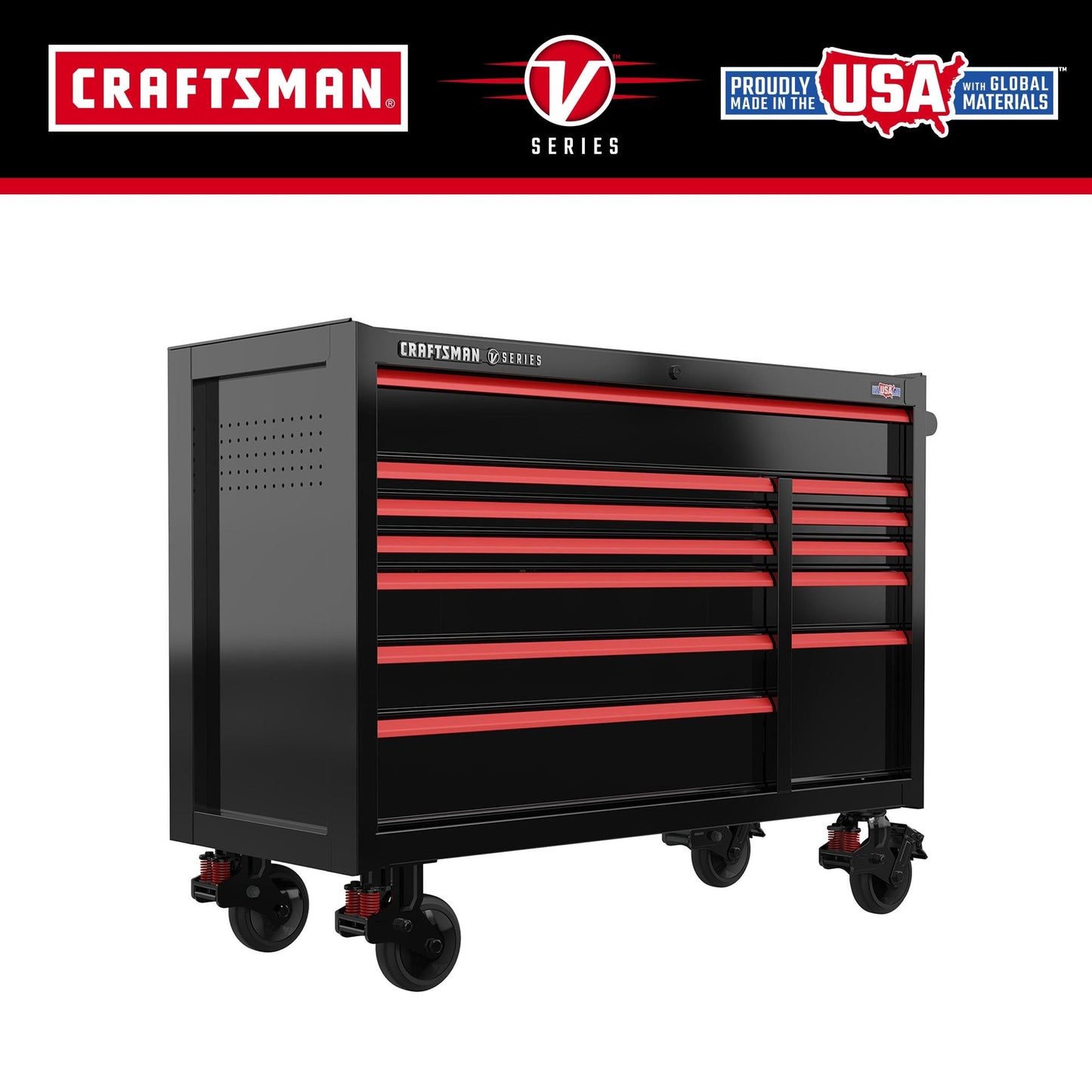 CRAFTSMAN V-Series 52-Inch 12-Drawer Steel Rolling Tool Cabinet - Black