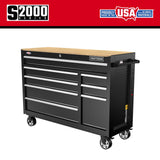 CRAFTSMAN 2000 Series 51.2-in L x 37.5-in H 8-Drawer Rolling Black Wood Work Bench with Butcher Block Top