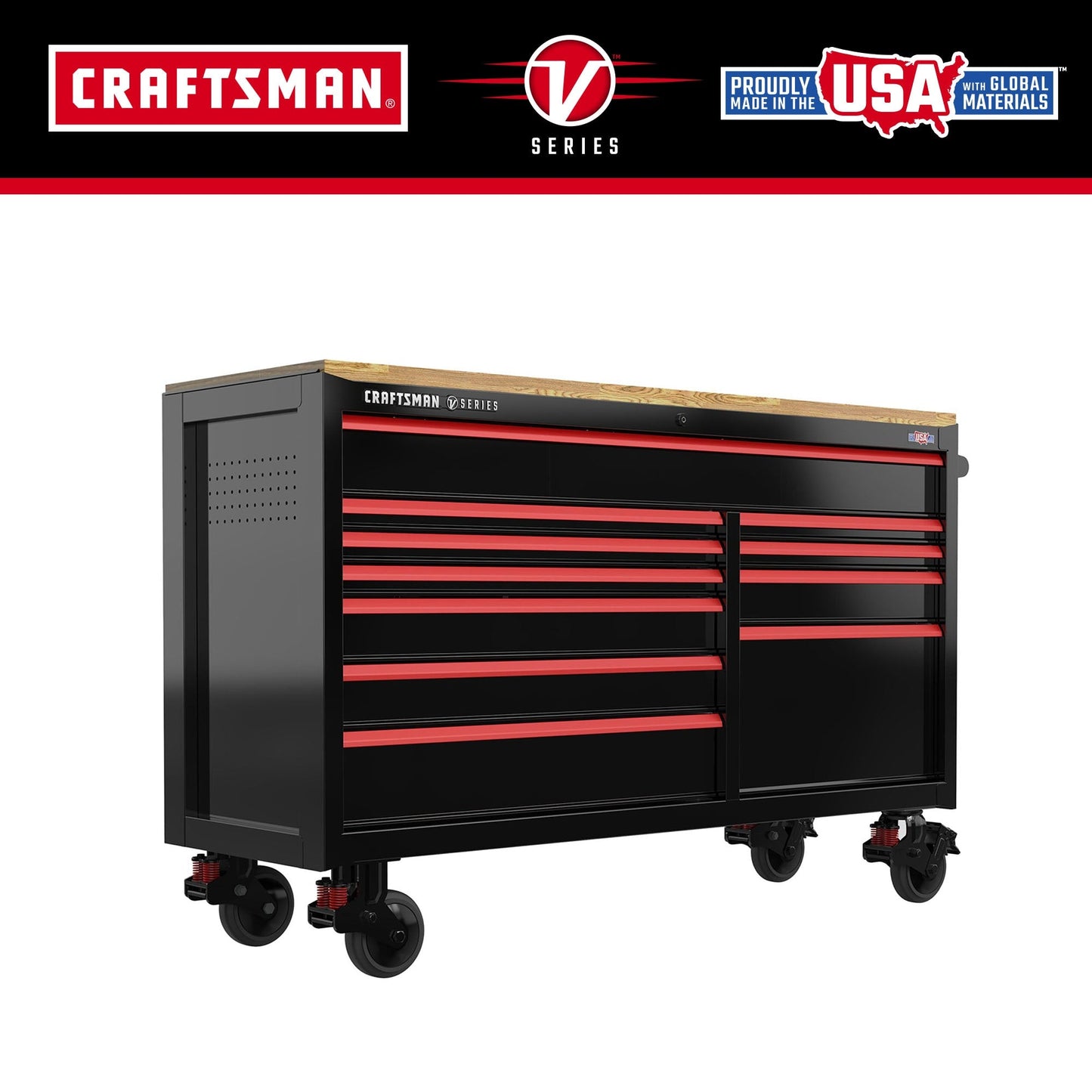 CRAFTSMAN V-Series 63-Inch 11-Drawer Steel Rolling Tool Cabinet - Black