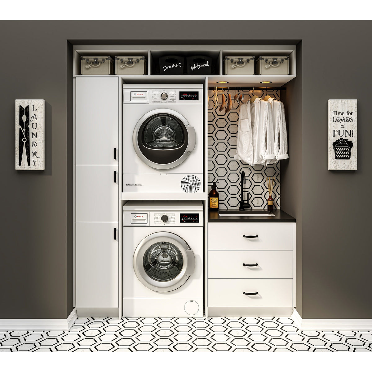Hugo&Borg Lasalle 30-in W x 34.5-in H x 24-in D Bright White Slab 4-Drawer Base Fully Assembled Cabinet (Flat Panel Style)