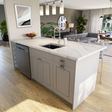 Hugo&Borg Belcourt 36-in W x 34.5-in H x 25-in D Gray Painted 1-Drawer Base Fully Assembled Cabinet (Recessed Panel Shaker Style)