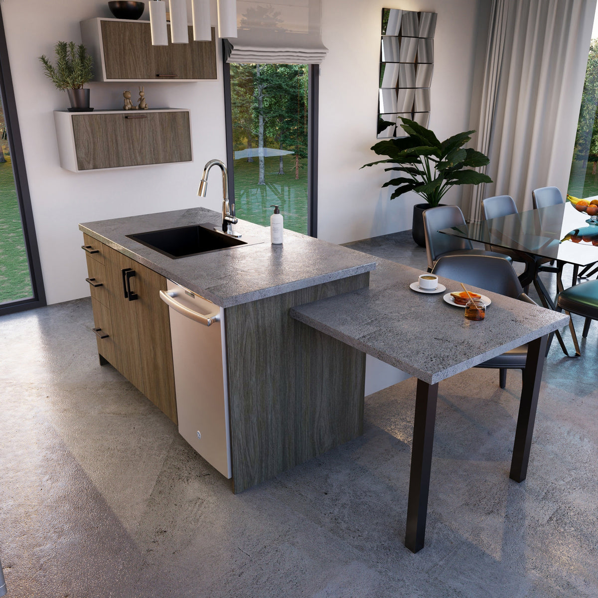Hugo&Borg Savane 36-in W x 14.5-in H x 24-in D Textmel 1-Drawer Base Fully Assembled Cabinet (Flat Panel Style)