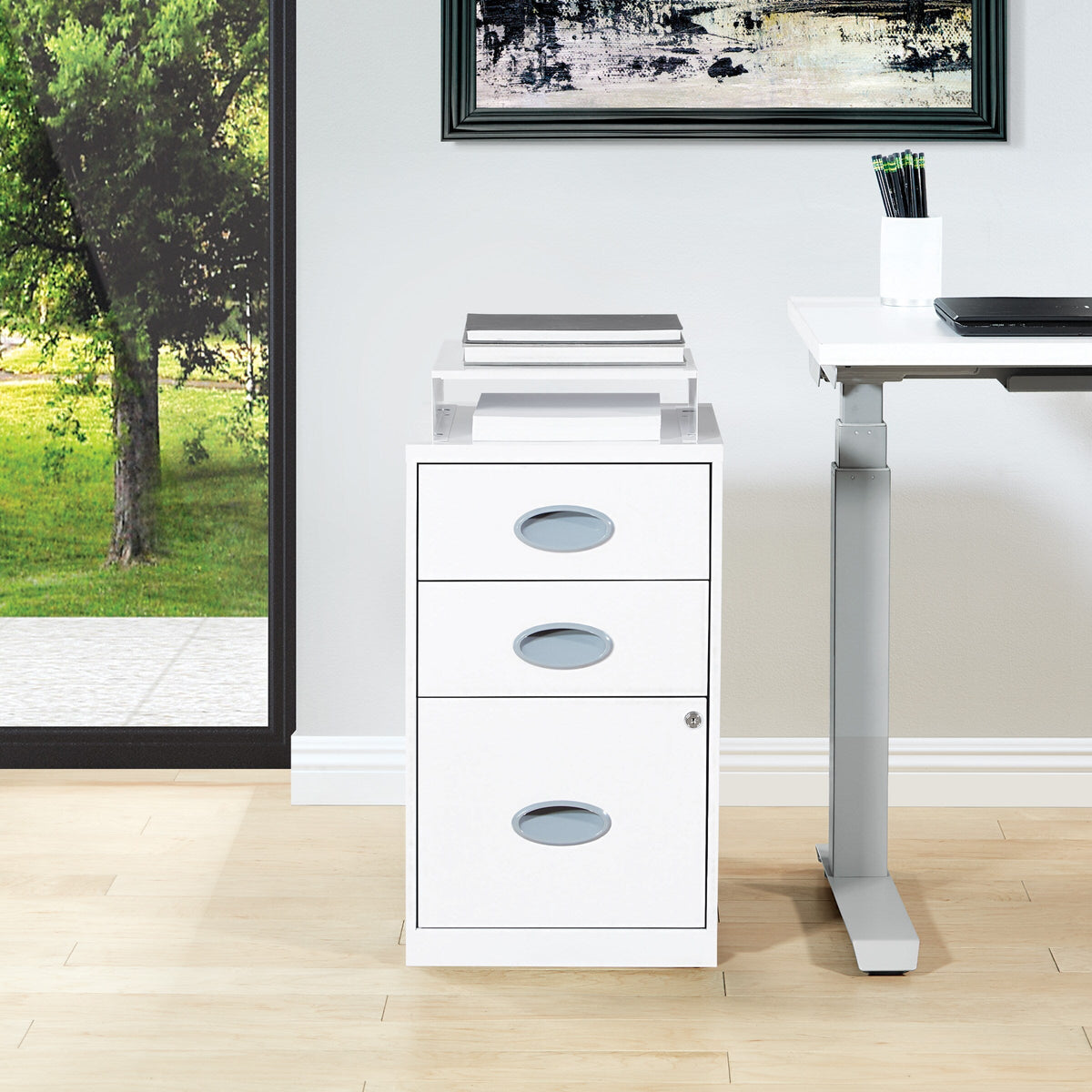 Office Star Products Metal White 3-Drawer 14.25-in File Cabinet