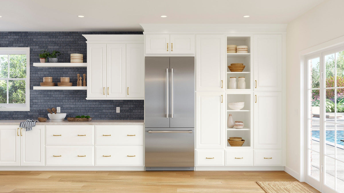 allen + roth Tilson 36-in W x 34.5-in H x 24-in D Linen 3-Drawer Base Fully Assembled Cabinet (Raised Panel Style)