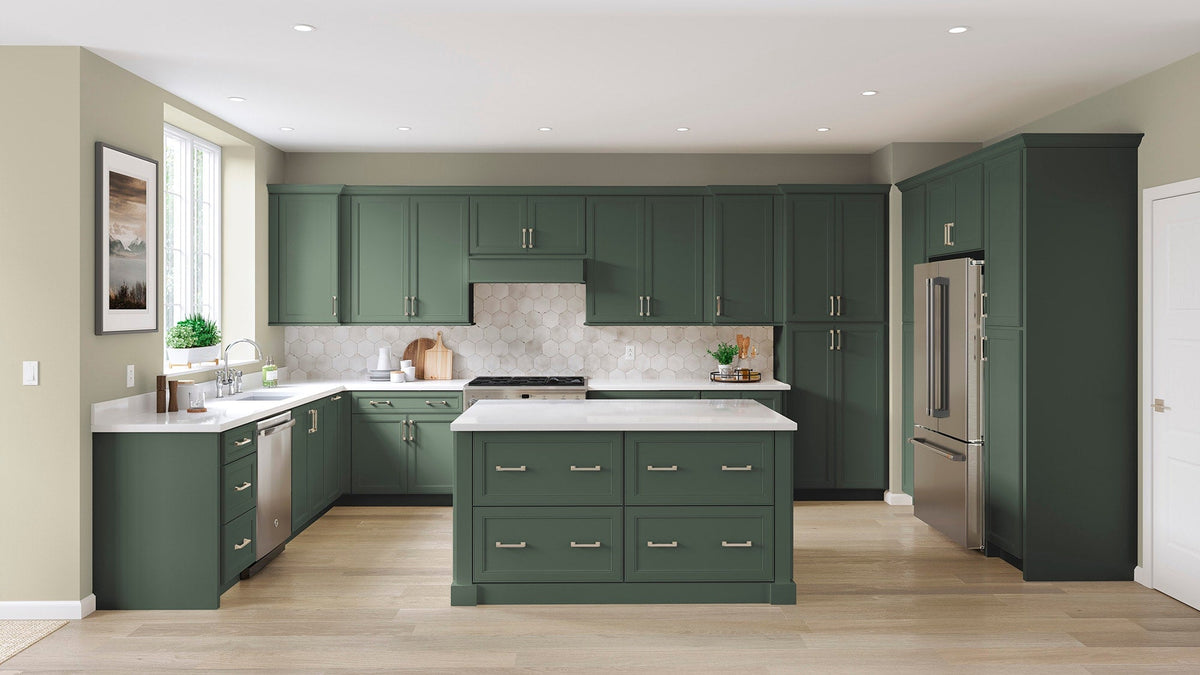 allen + roth Heathrow 18-in W x 34.5-in H x 24-in D Sage 3-Drawer Base Fully Assembled Cabinet (Recessed Panel Style)