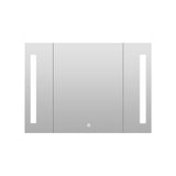 WELLFOR 36-in x 26-in Lighted LED Fog Free Surface Mount Black Mirrored Medicine Cabinet