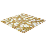 Apollo Tile Mingles Yellow Gold and White 11-1/2-in x 11-1/2-in Glossy Glass Uniform Squares Floor and Wall Tile (18.69-sq. ft/ Carton)