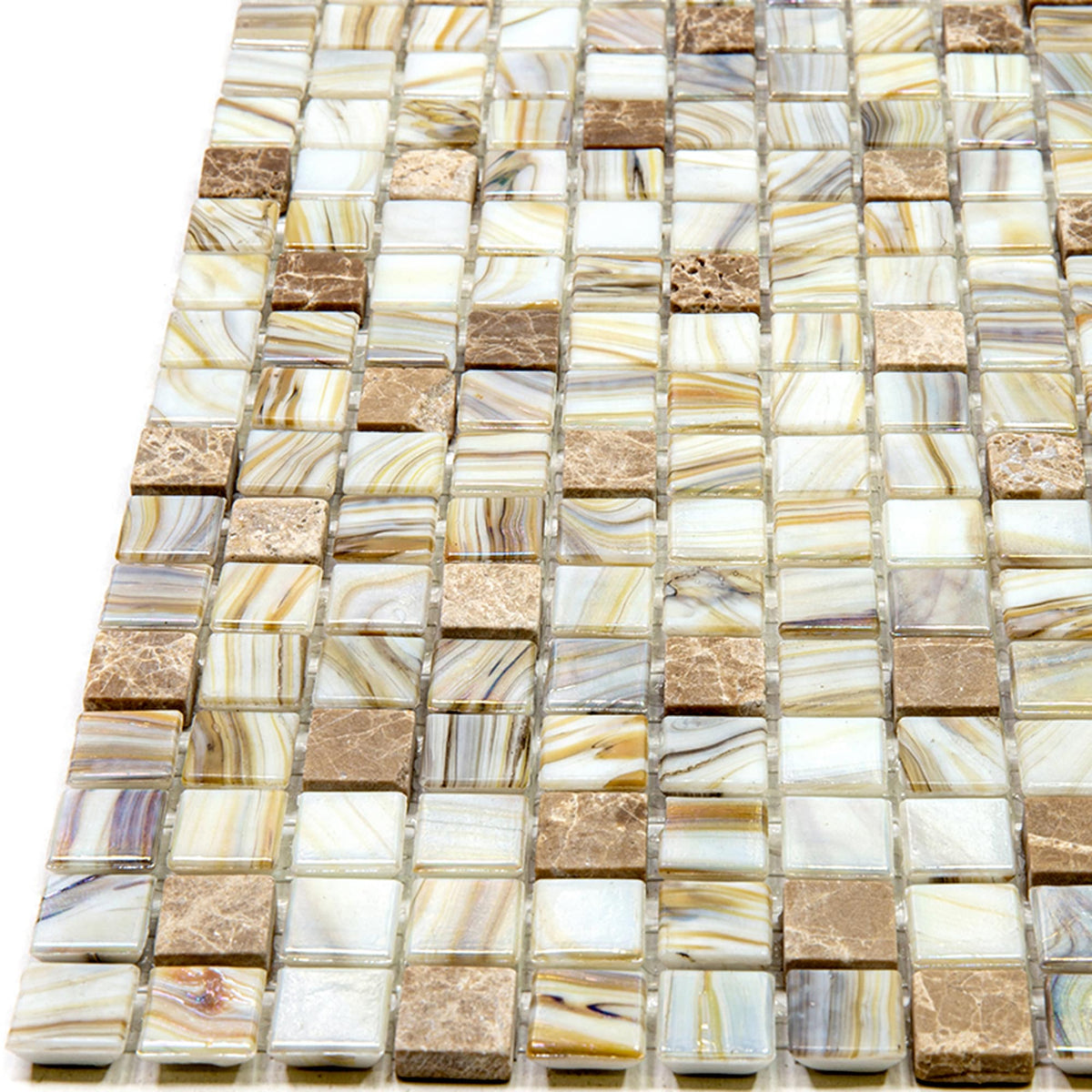 Apollo Tile Mingles Beige 11-1/2-in x 11-1/2-in Glossy Glass Uniform Squares Floor and Wall Tile (18.69-sq. ft/ Carton)