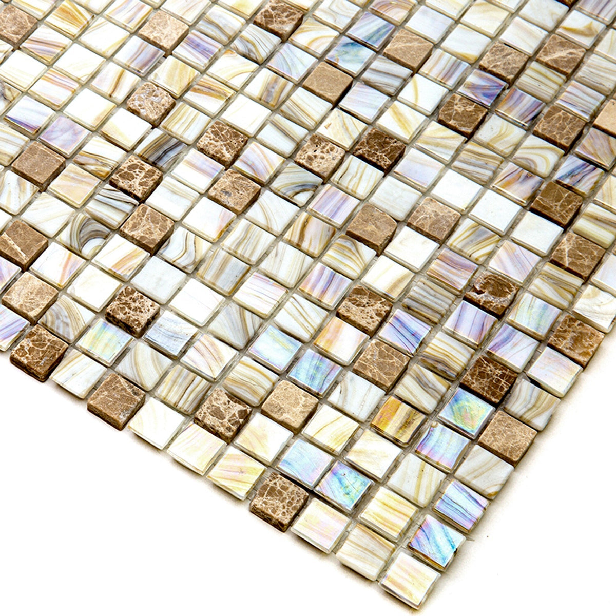 Apollo Tile Mingles Beige 11-1/2-in x 11-1/2-in Glossy Glass Uniform Squares Floor and Wall Tile (18.69-sq. ft/ Carton)