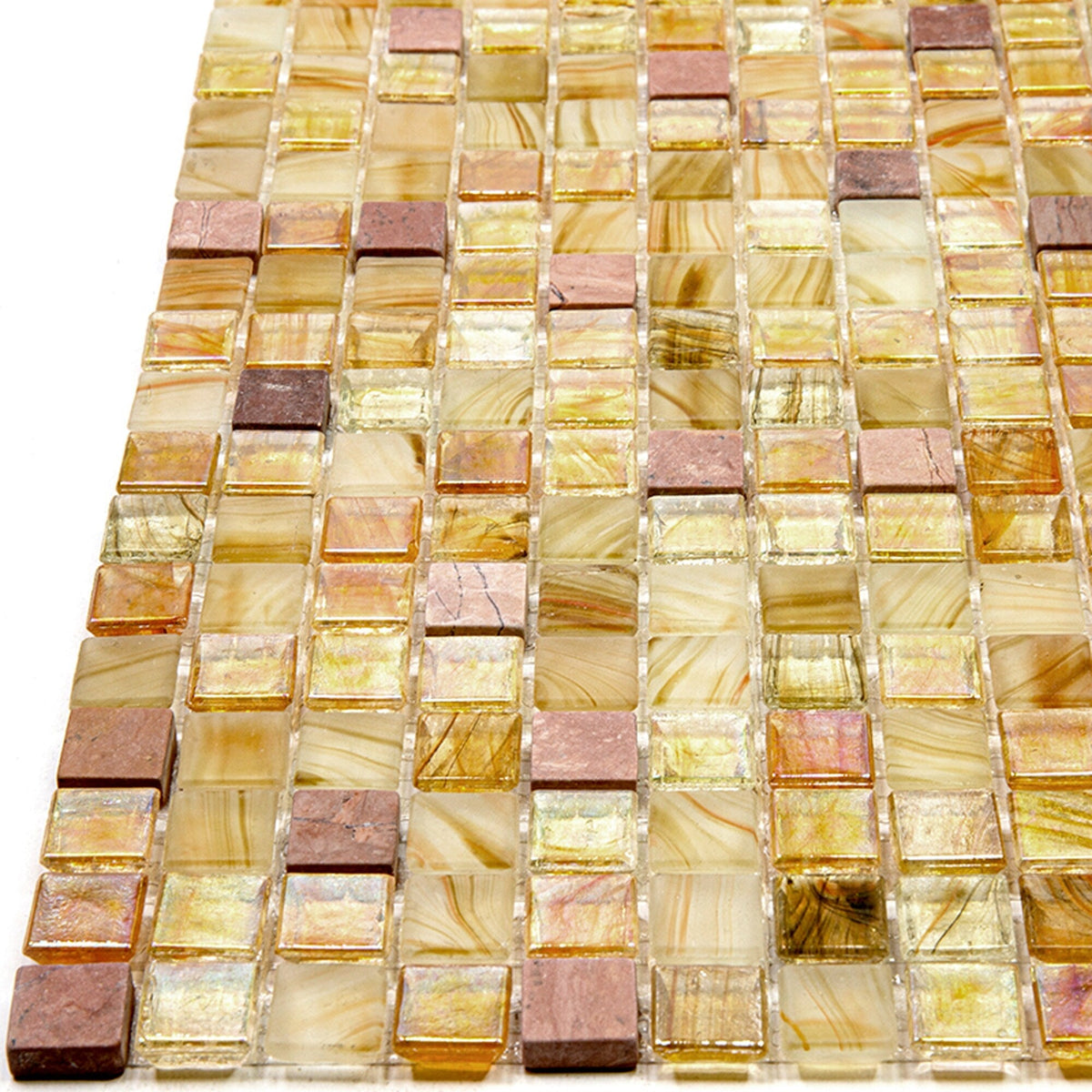 Apollo Tile Mingles Beige and Pearl 11-1/2-in x 11-1/2-in Glossy Glass Uniform Squares Floor and Wall Tile (18.69-sq. ft/ Carton)