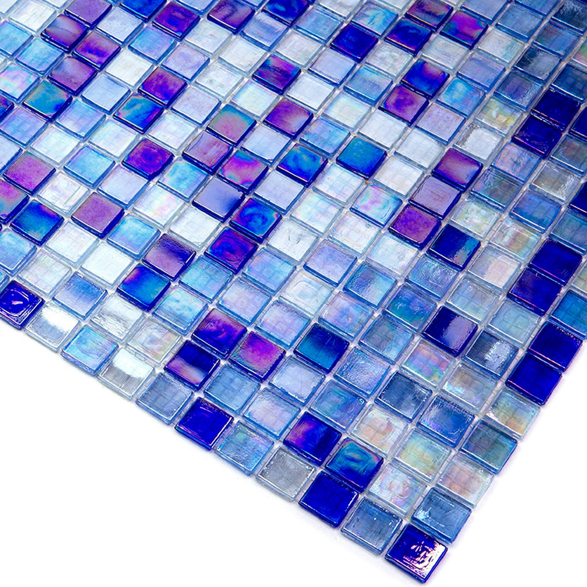 Apollo Tile Mingles Royal Blue and White 11-1/2-in x 11-1/2-in Glossy Glass Uniform Squares Floor and Wall Tile (18.69-sq. ft/ Carton)