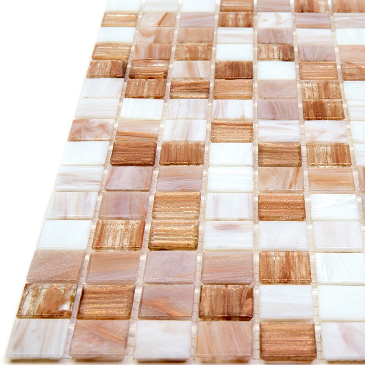 Apollo Tile Mingles Beige and White 12-in x 12-in Glossy Glass Uniform Squares Floor and Wall Tile (20-sq. ft/ Carton)