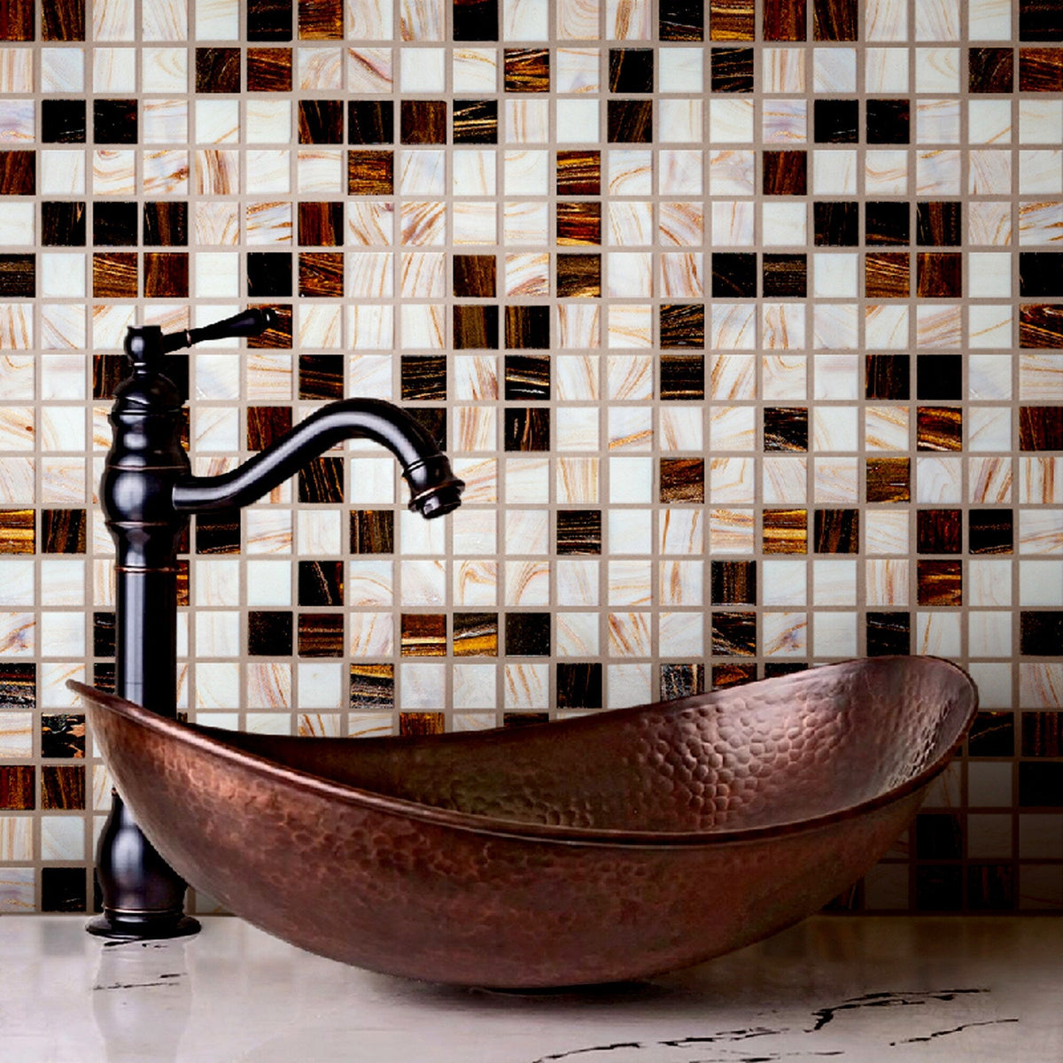 Apollo Tile Mingles Beige and Brown 12-in x 12-in Glossy Glass Uniform Squares Floor and Wall Tile (20-sq. ft/ Carton)