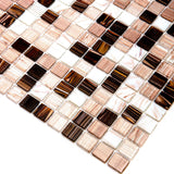 Apollo Tile Mingles Shimmer Beige and Brown 12-in x 12-in Glossy Glass Uniform Squares Floor and Wall Tile (20-sq. ft/ Carton)