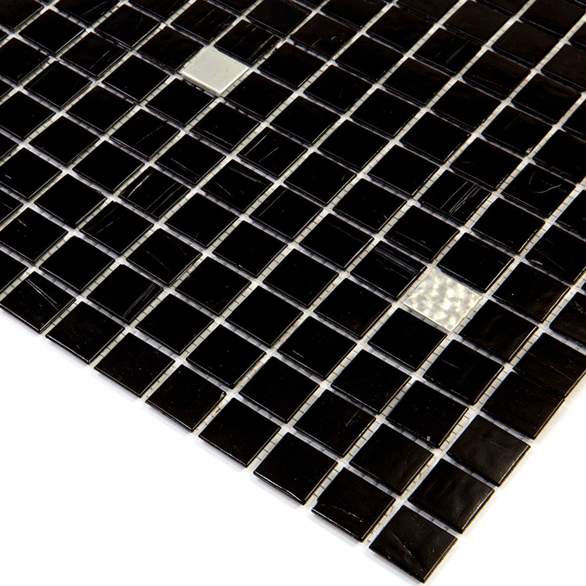 Apollo Tile Mingles Black and White 12-in x 12-in Glossy Glass Uniform Squares Floor and Wall Tile (20-sq. ft/ Carton)