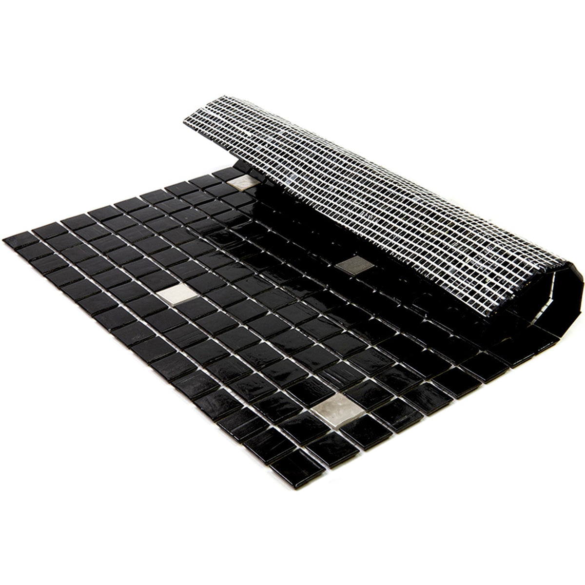 Apollo Tile Mingles Black and White 12-in x 12-in Glossy Glass Uniform Squares Floor and Wall Tile (20-sq. ft/ Carton)