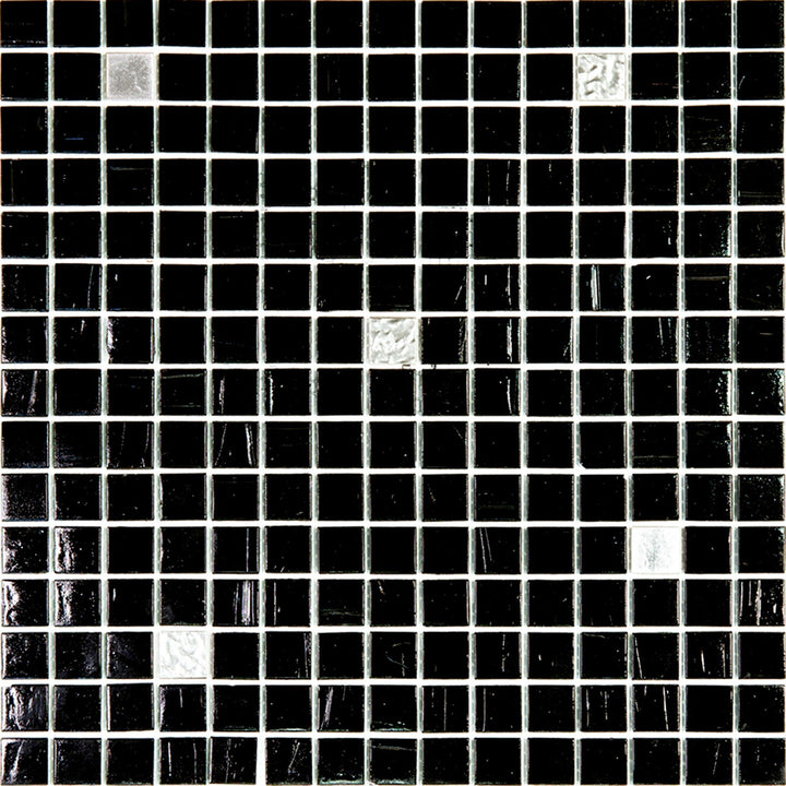 Apollo Tile Mingles Black and White 12-in x 12-in Glossy Glass Uniform Squares Floor and Wall Tile (20-sq. ft/ Carton)