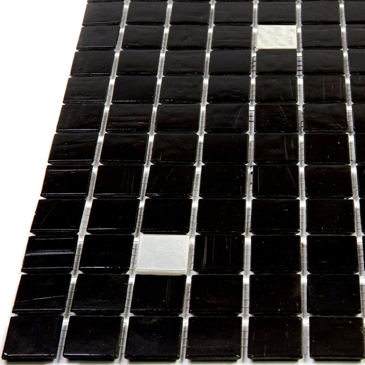 Apollo Tile Mingles Black and White 12-in x 12-in Glossy Glass Uniform Squares Floor and Wall Tile (20-sq. ft/ Carton)