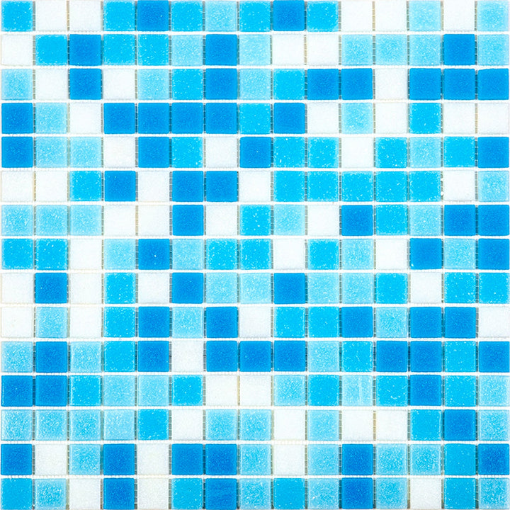 Apollo Tile Mingles Sky Blue and White 12-in x 12-in Glossy Glass Uniform Squares Floor and Wall Tile (20-sq. ft/ Carton)