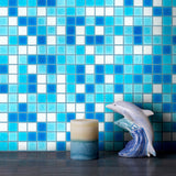 Apollo Tile Mingles Sky Blue and White 12-in x 12-in Glossy Glass Uniform Squares Floor and Wall Tile (20-sq. ft/ Carton)