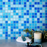 Apollo Tile Mingles Blue and White 12-in x 12-in Glossy Glass Uniform Squares Floor and Wall Tile (20-sq. ft/ Carton)