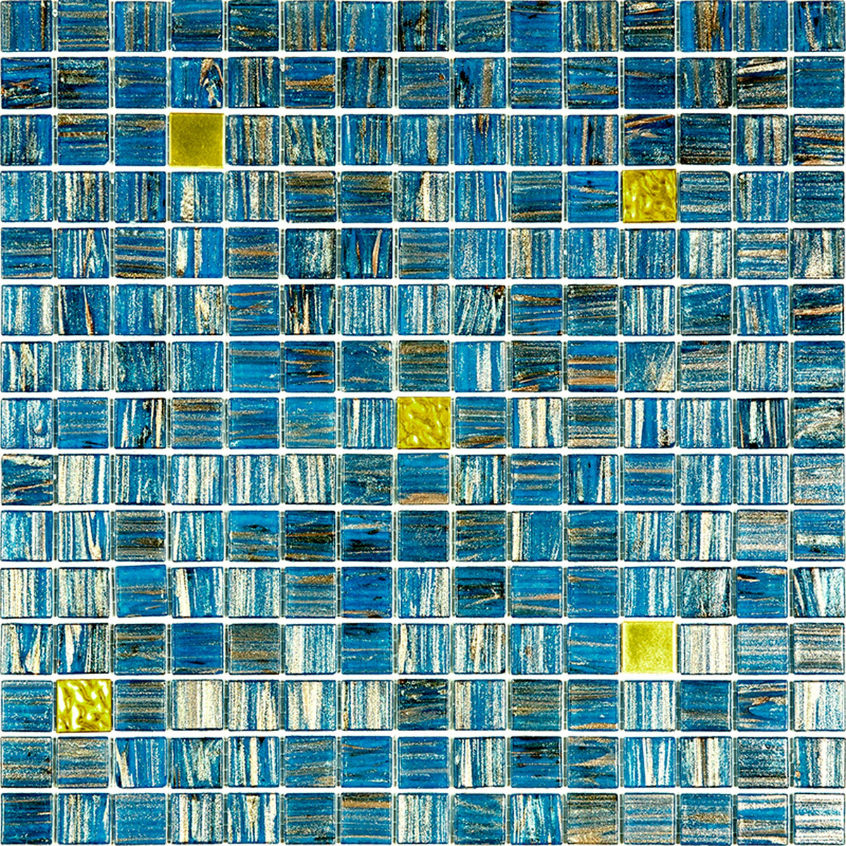 Apollo Tile Mingles Blue and Yellow 12-in x 12-in Glossy Glass Uniform Squares Floor and Wall Tile (20-sq. ft/ Carton)