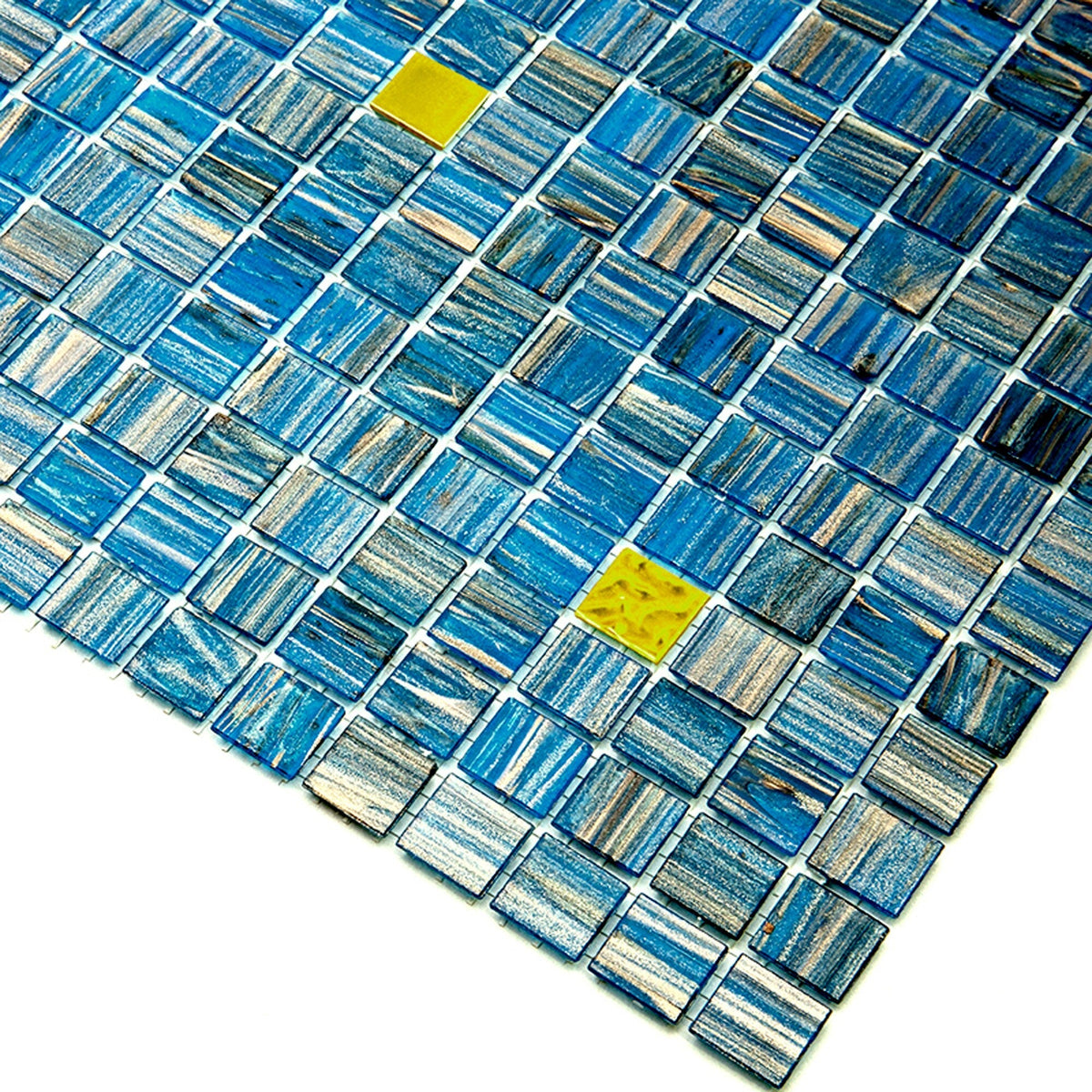 Apollo Tile Mingles Blue and Yellow 12-in x 12-in Glossy Glass Uniform Squares Floor and Wall Tile (20-sq. ft/ Carton)
