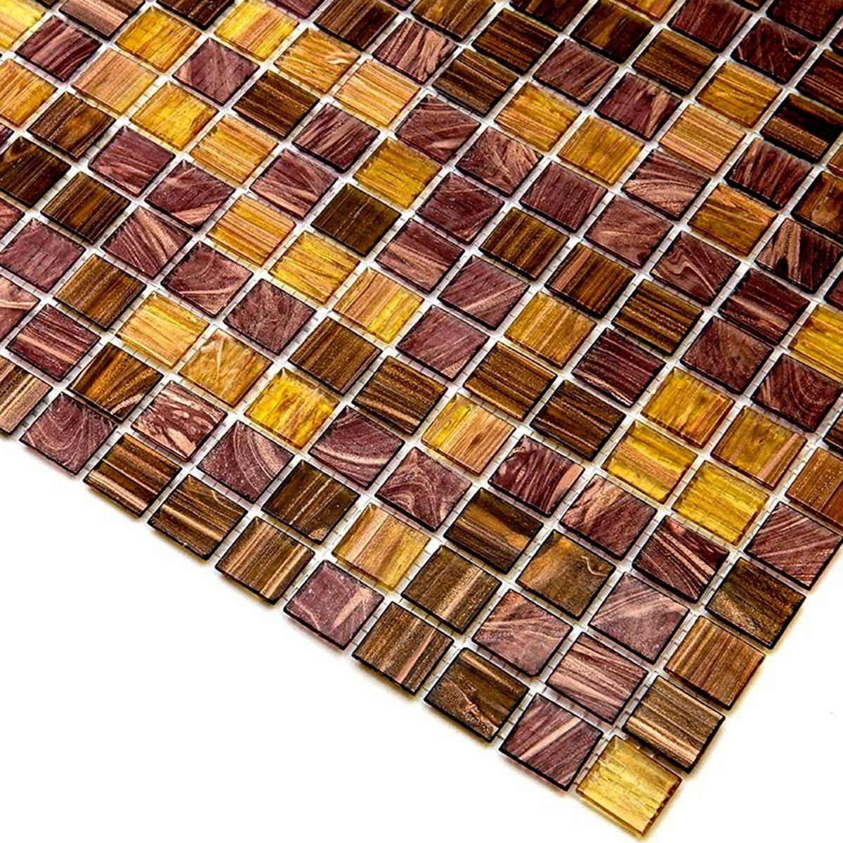 Apollo Tile Mingles Brown and Yellow 12-in x 12-in Glossy Glass Uniform Squares Floor and Wall Tile (20-sq. ft/ Carton)