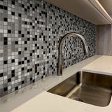 Apollo Tile Mingles Gray and Black 12-in x 12-in Glossy Glass Uniform Squares Floor and Wall Tile (20-sq. ft/ Carton)