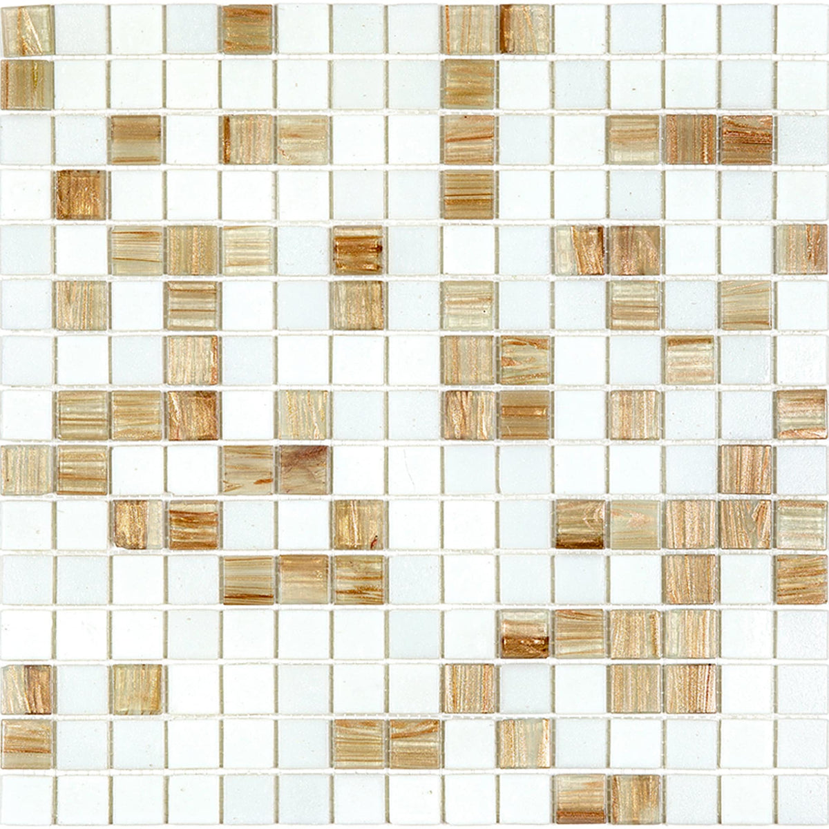 Apollo Tile Mingles White and Beige 12-in x 12-in Glossy Glass Uniform Squares Floor and Wall Tile (20-sq. ft/ Carton)