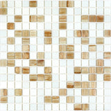 Apollo Tile Mingles White and Beige 12-in x 12-in Glossy Glass Uniform Squares Floor and Wall Tile (20-sq. ft/ Carton)