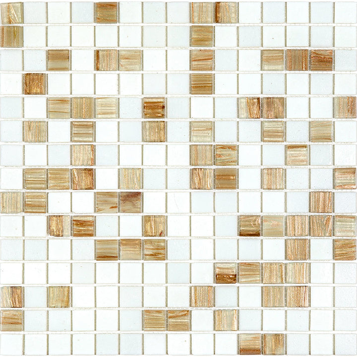 Apollo Tile Mingles White and Beige 12-in x 12-in Glossy Glass Uniform Squares Floor and Wall Tile (20-sq. ft/ Carton)