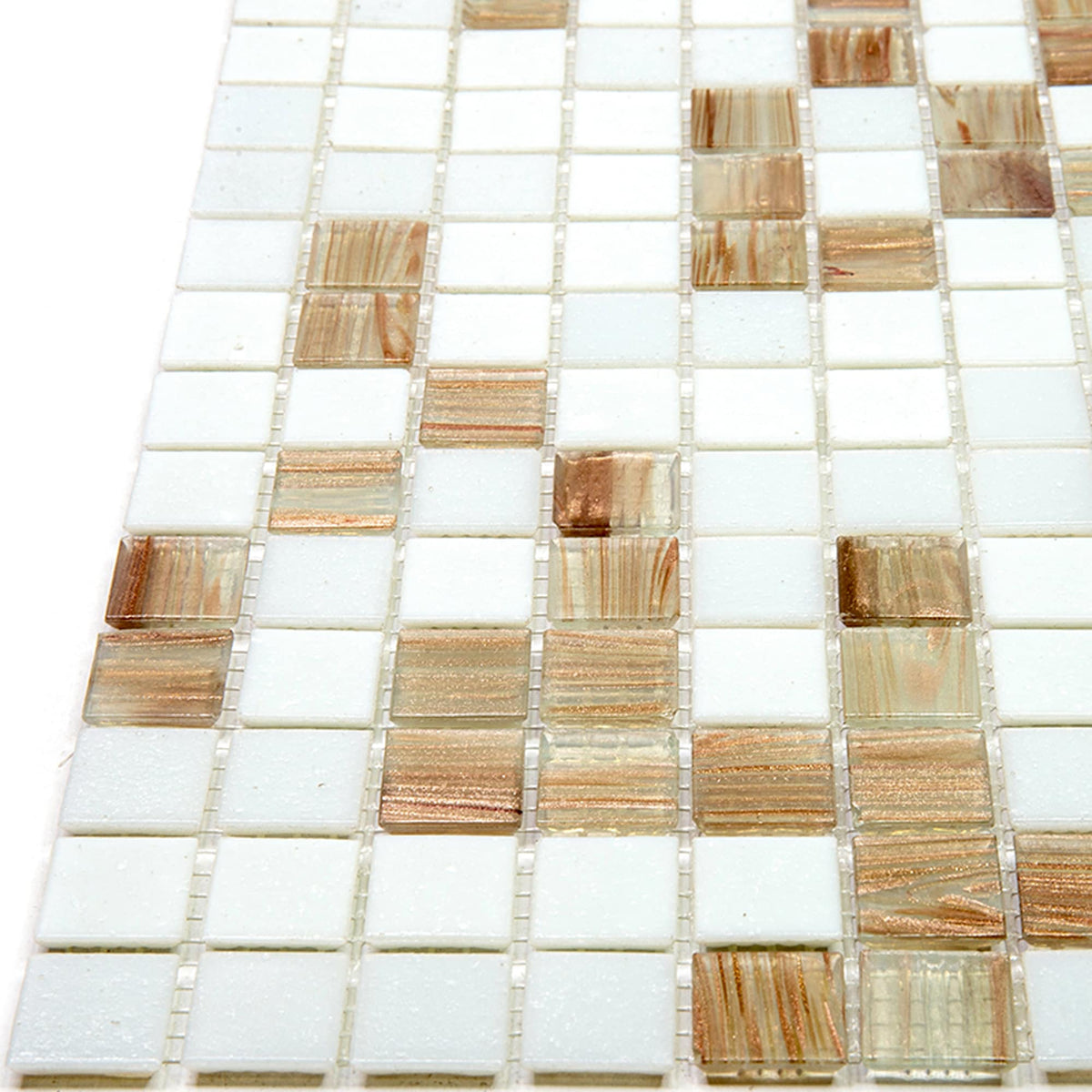 Apollo Tile Mingles White and Beige 12-in x 12-in Glossy Glass Uniform Squares Floor and Wall Tile (20-sq. ft/ Carton)