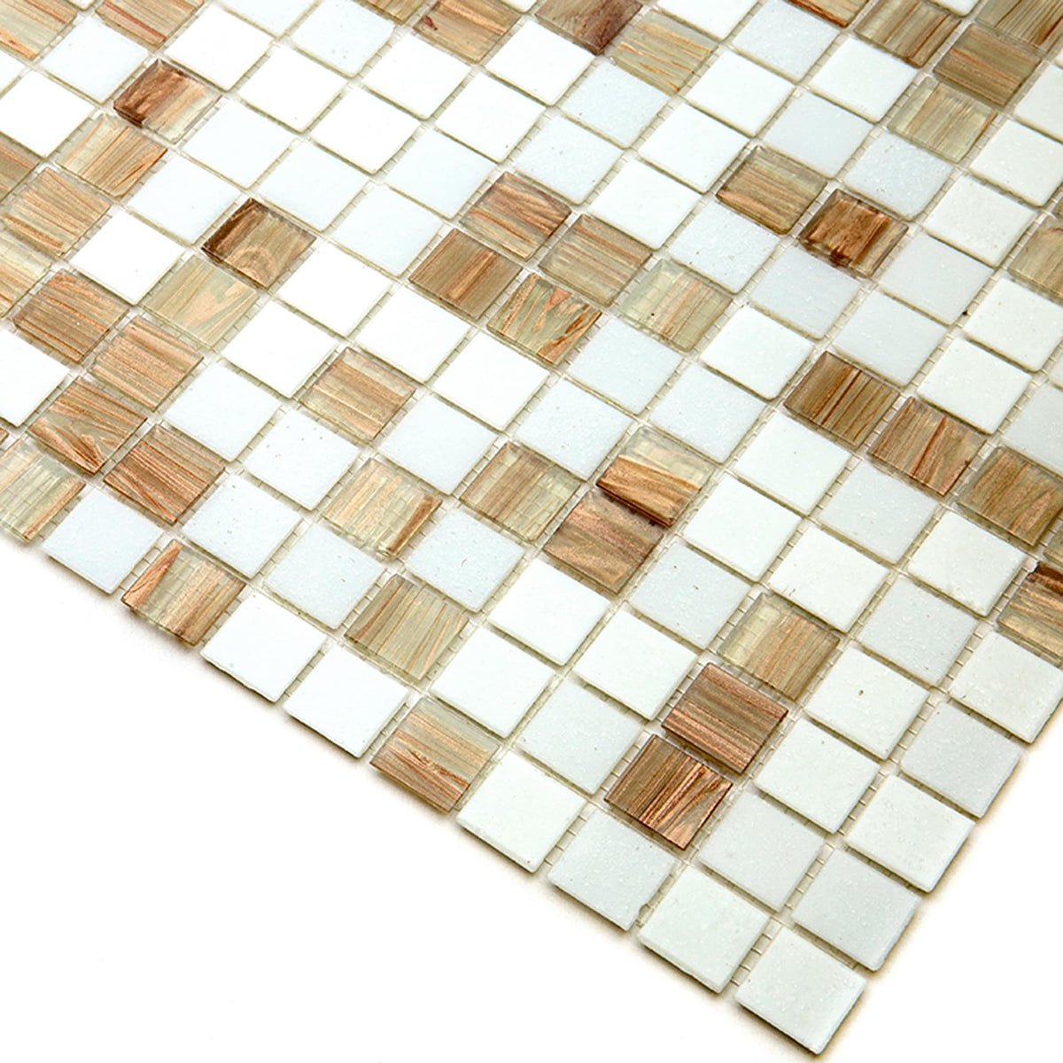 Apollo Tile Mingles White and Beige 12-in x 12-in Glossy Glass Uniform Squares Floor and Wall Tile (20-sq. ft/ Carton)