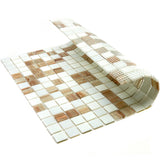 Apollo Tile Mingles White and Beige 12-in x 12-in Glossy Glass Uniform Squares Floor and Wall Tile (20-sq. ft/ Carton)