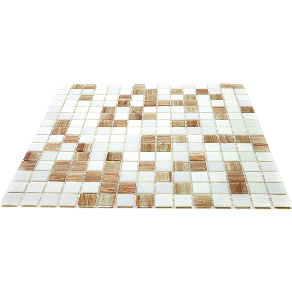 Apollo Tile Mingles White and Beige 12-in x 12-in Glossy Glass Uniform Squares Floor and Wall Tile (20-sq. ft/ Carton)