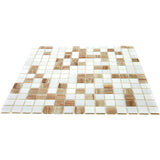 Apollo Tile Mingles White and Beige 12-in x 12-in Glossy Glass Uniform Squares Floor and Wall Tile (20-sq. ft/ Carton)
