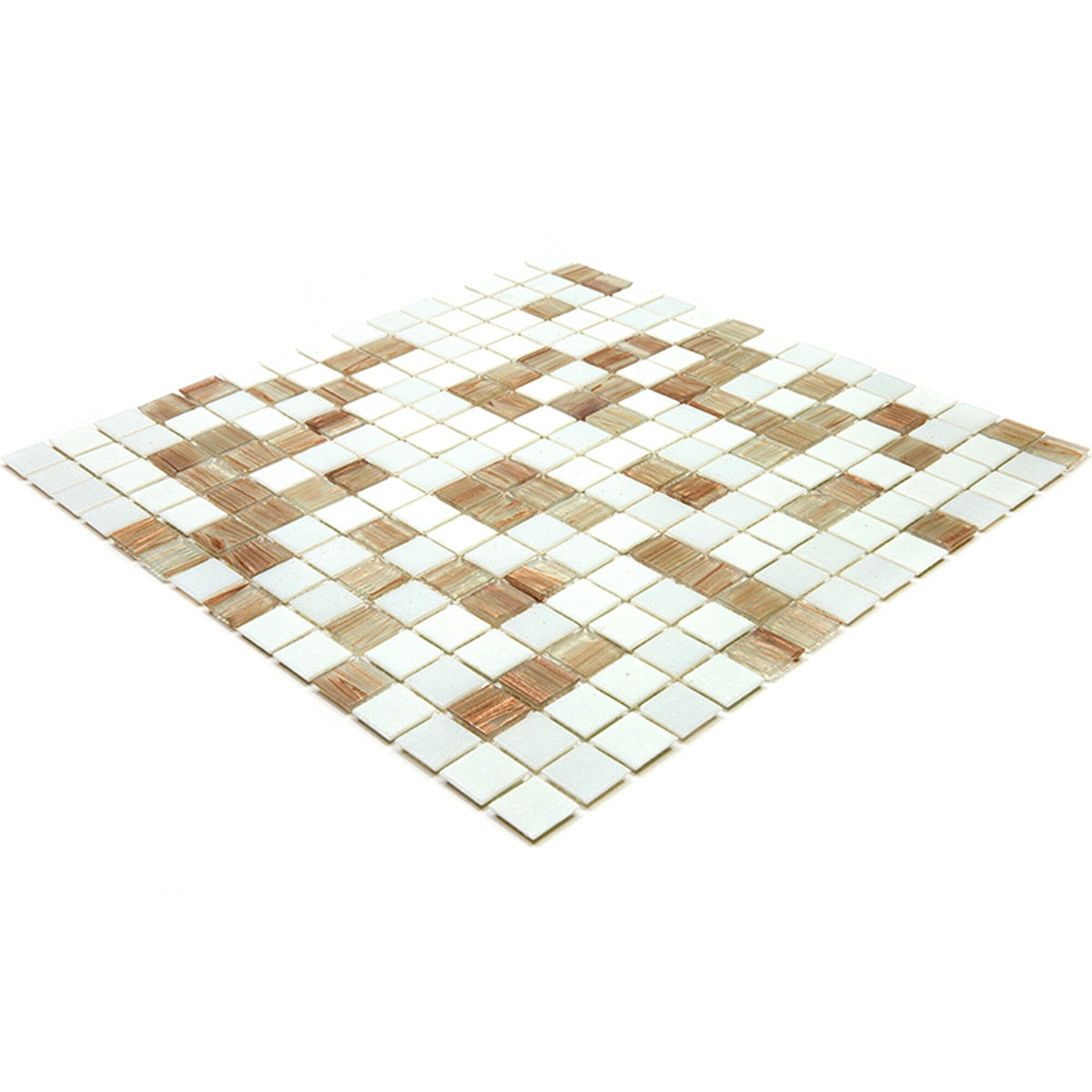 Apollo Tile Mingles White and Beige 12-in x 12-in Glossy Glass Uniform Squares Floor and Wall Tile (20-sq. ft/ Carton)
